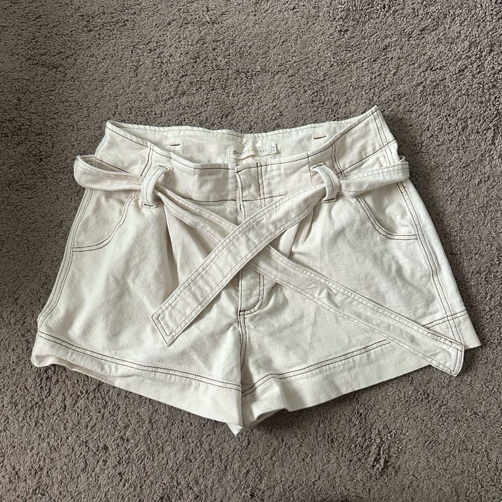Elegant High Waist Cream Shorts